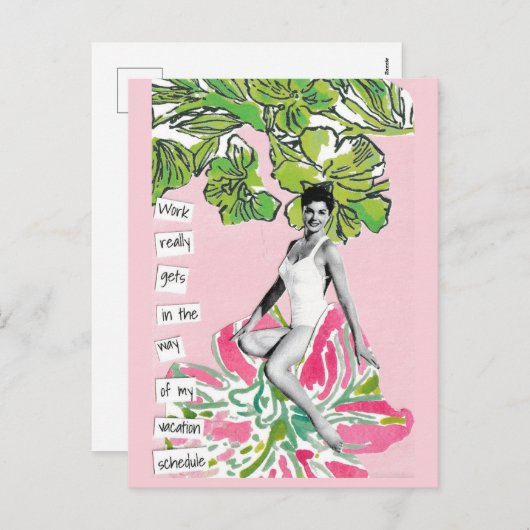 Schneller Urlaub Postkarte Arbeit geht in den Weg (Vorne/Hinten)