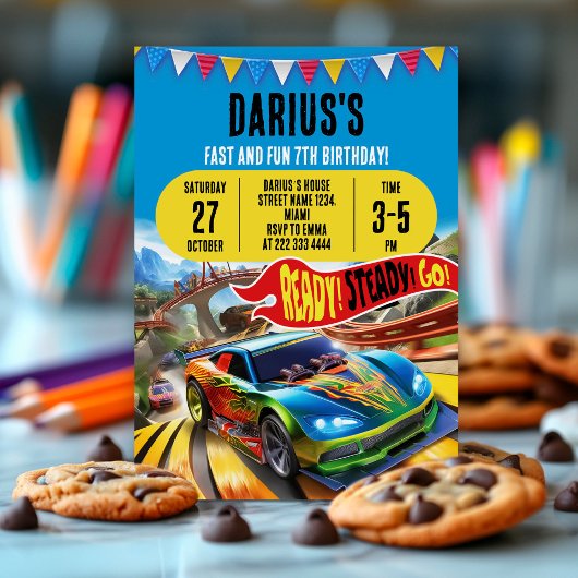 Schnellere Fahrt in den Spaß Custom Race Cars Gebu Einladung