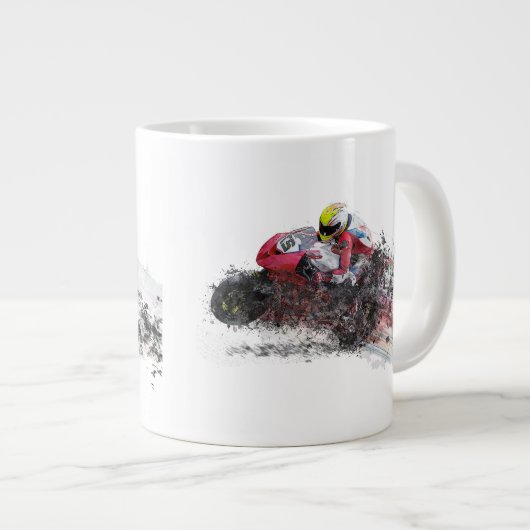 Schnellerer Motorradfahrer Jumbo-Tasse (Vorderseite Rechts)
