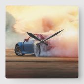Schnelles Fahren mit dem Auto - Erwachsene und Kin Quadratische Wanduhr (Vorderseite)