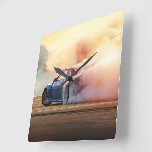 Schnelles Fahren mit dem Auto - Erwachsene und Kin Quadratische Wanduhr (Winkel)