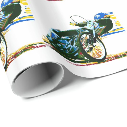 Schnelles fantastisches Speedway-Motorrad Geschenkpapier (Rolleneckpunkt)