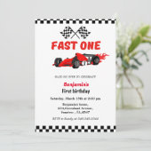 Schnelles Party eines Rennjungen Einladung (Stehend Vorderseite)
