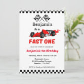Schnelles Party eines Rennwagens Einladung (Stehend Vorderseite)