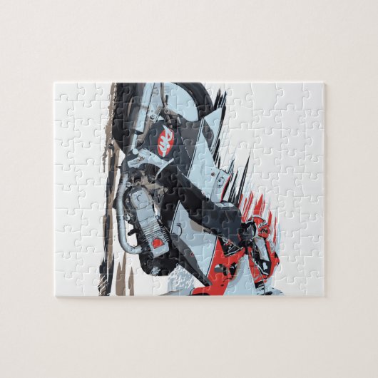 Schnelles rotes Speedway-Motorrad Puzzle (Horizontal)