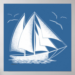 Schnelles Segeln! nautisch, Weinlese Poster