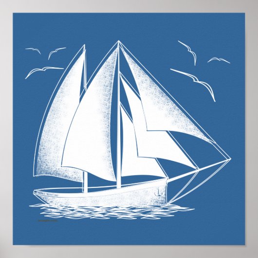 Schnelles Segeln! Wassersport, Vintag. Poster (Vorne)