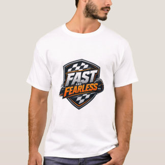Schnelles und furchtloses Rennschild-Grafik-T-Shir T-Shirt