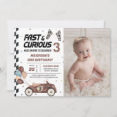 Schnelles und kurioses braunes Rennen Auto 3. Gebu Einladung (Vorderseite)