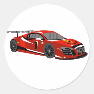 Schnellfahrzeug-Cartoon  Extremrennen Rückenfarbe Runder Aufkleber