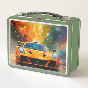 Schnelligkeit freigesetzt: Abstrakte Supercar Art  Metall Brotdose