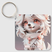 Schnelligkeit, rosa und weiße Welpe nach Maß Schlüsselanhänger (Vorderseite)