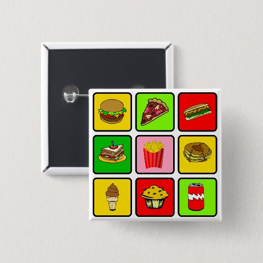Schnellimbiss-Junkieknopf Button (Vorne & Hinten)