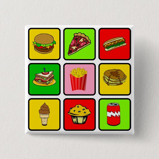 Schnellimbiss-Junkieknopf Button (Vorderseite)