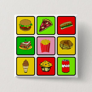 Schnellimbiss-Junkieknopf Button