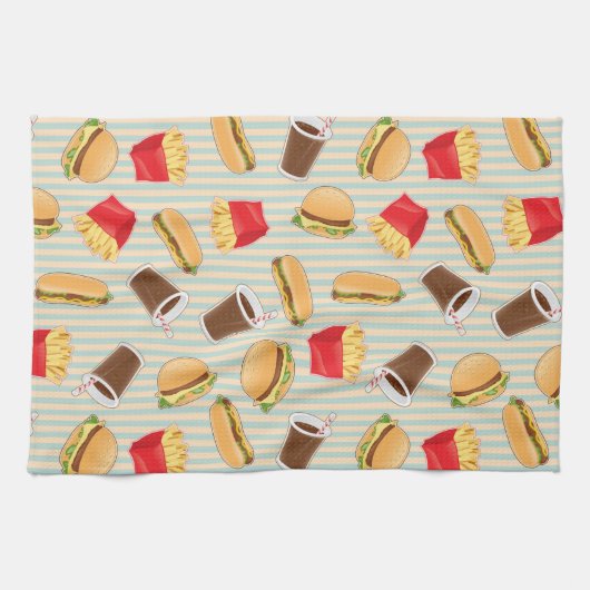 Schnellimbiss-Muster 2 Geschirrtuch (Horizontal)