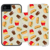 Schnellimbiss-Muster 2 Incipio iPhone Geldbeutel-Hülle (Folio Geöffnet)