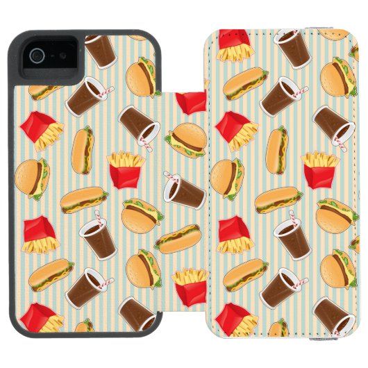 Schnellimbiss-Muster 2 Incipio iPhone Geldbeutel-Hülle (Folio Geöffnet)