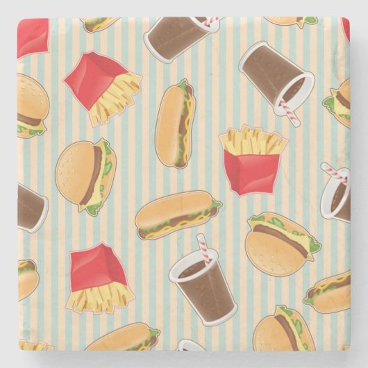 Schnellimbiss-Muster 2 Steinuntersetzer (Vorderseite)