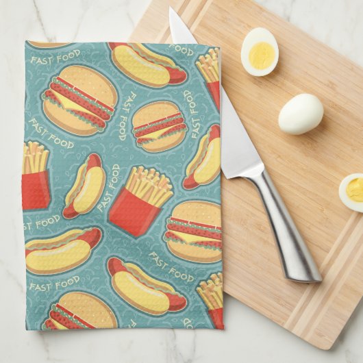 Schnellimbiss-Muster 3 Geschirrtuch (Viertel Falte)