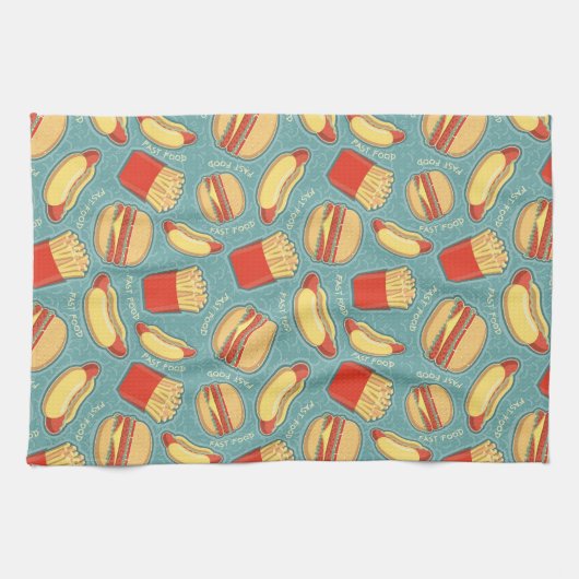 Schnellimbiss-Muster 3 Geschirrtuch (Horizontal)