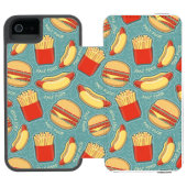 Schnellimbiss-Muster 3 Incipio iPhone Geldbeutel-Hülle (Folio Geöffnet)