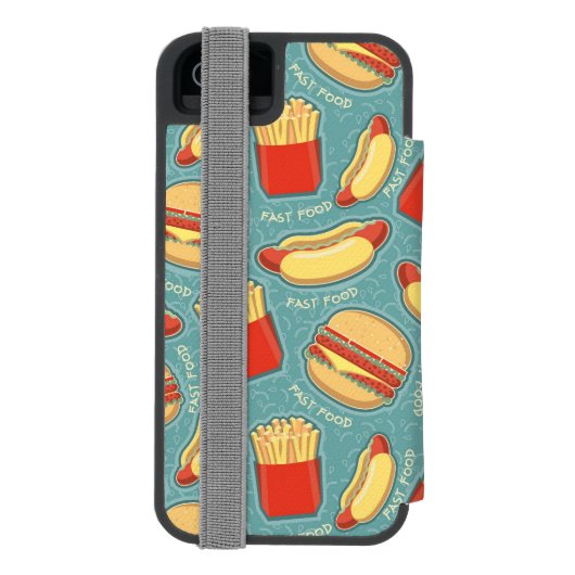 Schnellimbiss-Muster 3 Incipio iPhone Geldbeutel-Hülle (Folio Rückseite)