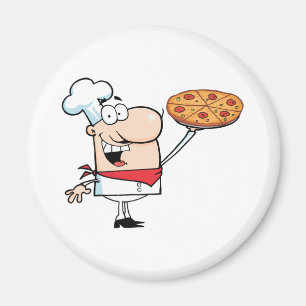 Schnellimbiss-stolzer Koch halten Pizza Magnet