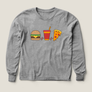 Schnellimbiss-Trio: Burger, Soda, Pizzastück in Fe
