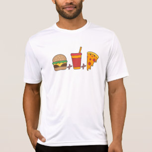 Schnellimbiss-Trio: Burger, Soda, Pizzastück in Fe T-Shirt