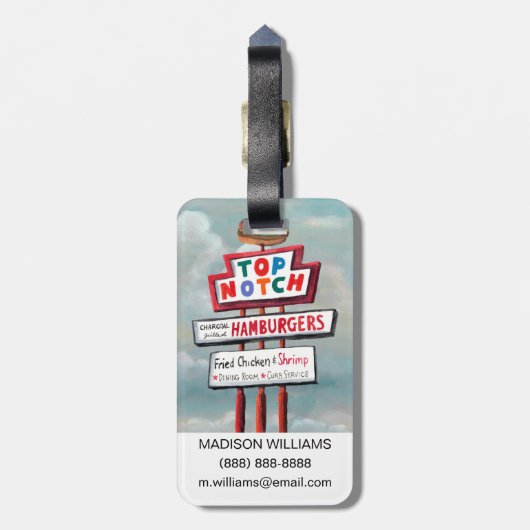 Schnellimbiss-Zeichen Gepäckanhänger (Rückseite vertikal)