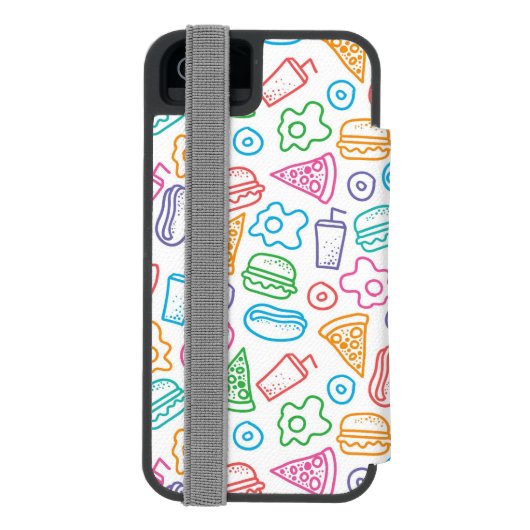 Schnellimbißmuster 2 incipio iPhone Geldbeutel-Hülle (Folio Rückseite)