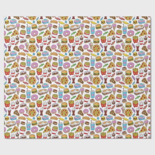 Schnellimbissmuster geschenkpapier (Flach)