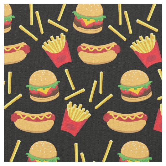 Schnellkochtopf Burger Fries Hot Dog Stoff (Nahaufnahme)