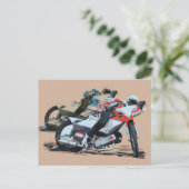 Schnellrotes Motorrad Postkarte (Stehend Vorderseite)