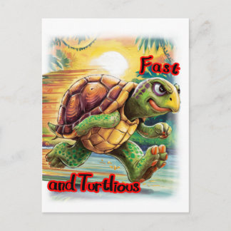 Schnellste Cartoon-Schildkröte der Welt auf einer Feiertagspostkarte