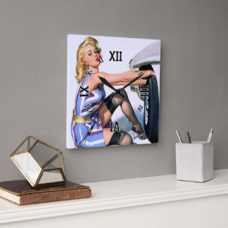 Schnellwechsel von Gil Elvgren Quadratische Wanduhr
