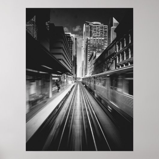 Schnellzug-Motion Urban Skyline Poster (Vorne)