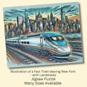 Schnellzug Verlassend Neues Buch + Zeichnend Sehen Puzzle