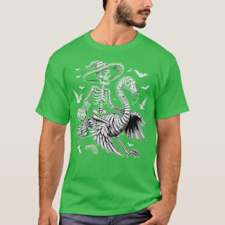 Schnitt Gruseliger Flamingo-Skelett Halloween T-Shirt