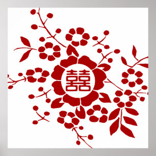 Schnitte aus Blumenpapier - weißes doppeltes Glück Poster