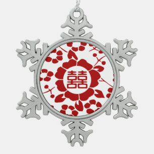Schnitte aus Blumenpapier - weißes doppeltes Glück Schneeflocken Zinn-Ornament