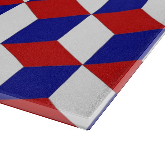 Schnittführung - Illusion in Rot, Weiß und Blau Schneidebrett (Ecke)