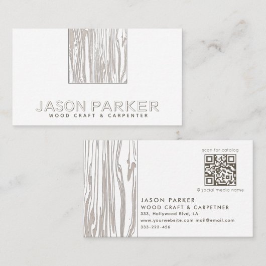 Schnittholz Moderner beruflicher Zimmermann Qr Cod Visitenkarte (Vorne/Hinten)