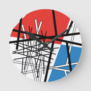 Schnittpunkt von Linien und Ebenen - Abstrakte Kun Runde Wanduhr