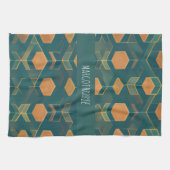 Schnittwürfel blaues monochromatisches Muster Geschirrtuch (Horizontal)