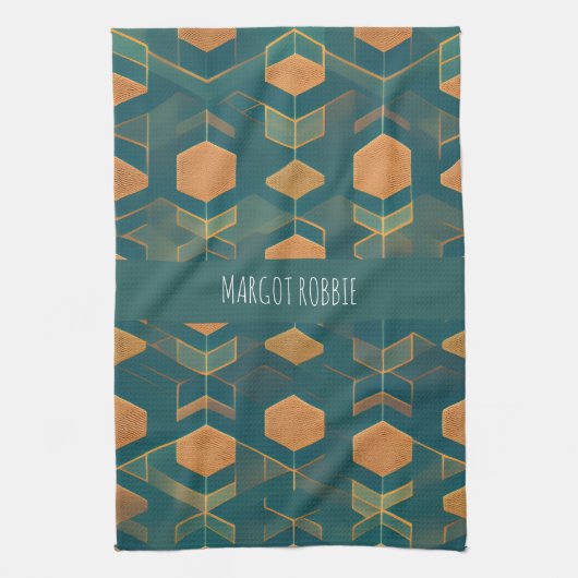 Schnittwürfel blaues monochromatisches Muster Geschirrtuch (Vertikal)