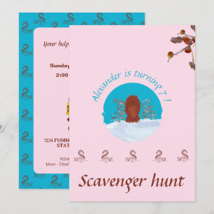 Schnitzeljagd Spaß Eichhörnchen graben auf pastell Einladung