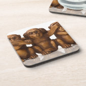 Schnitzen von drei hölzernen Affen Getränkeuntersetzer (Linke Seite)