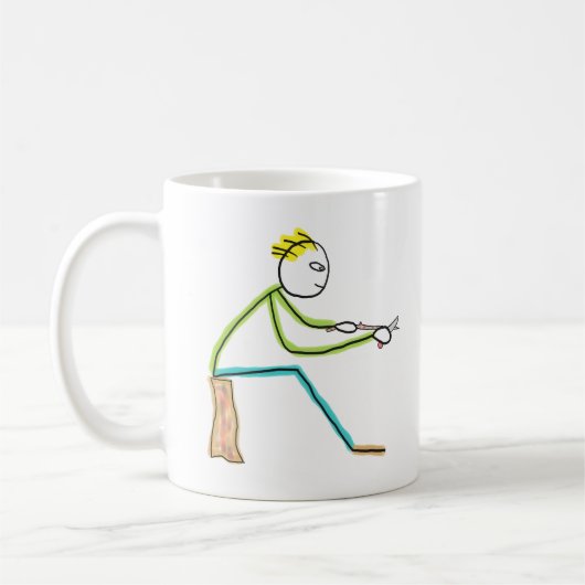 Schnitzender Stockmann Kaffeetasse (Links)